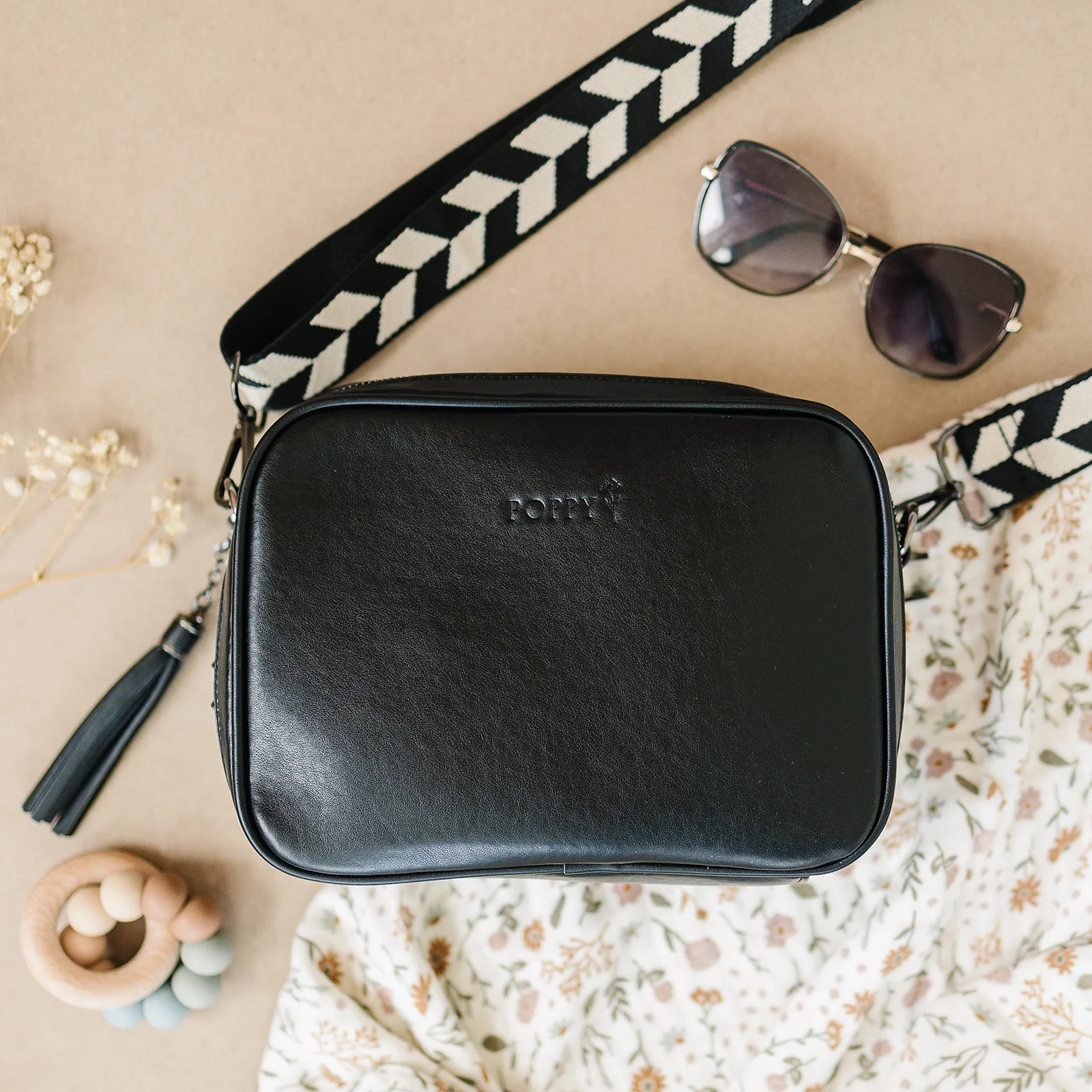 Classic Herringbone Crossbody Bag Strap (Gunmetal) - Image 4